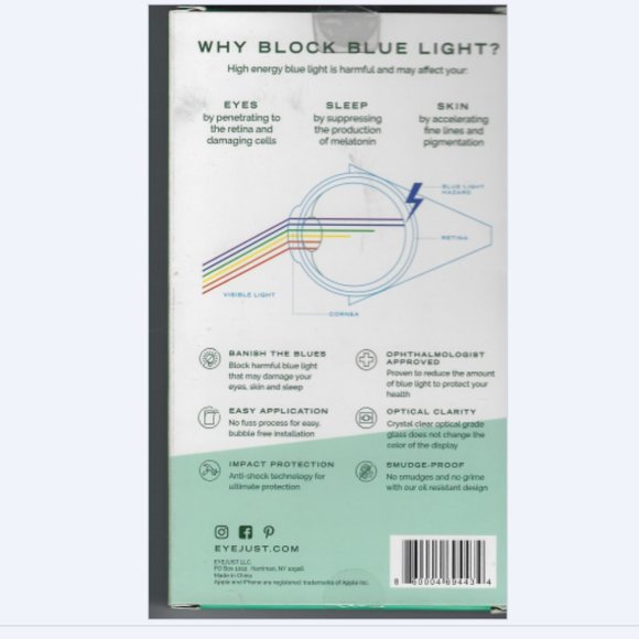 NWOT iPhone 12 Eye Just Blue Light Blocking Screen Protector - Picture 2 of 2